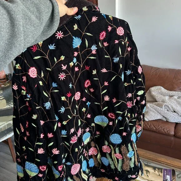 🌸 Perte d’Ego Spring Bloom Vintage Velvet Jacket - Picture 3 of 5